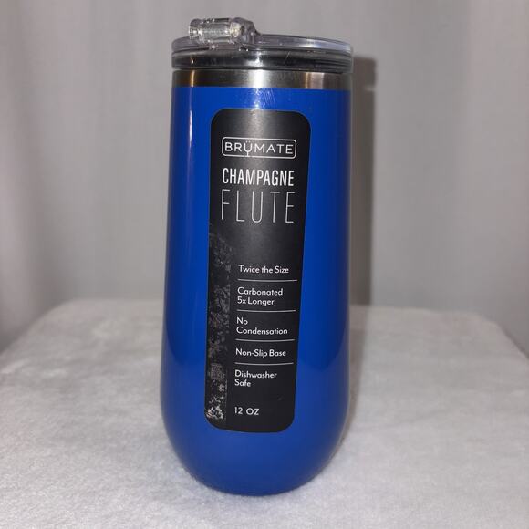 Brumate Insulated Champagne Flute 12oz Tumbler Flip Lid Royal Blue NWT - Picture 1 of 9